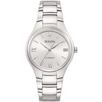 BULOVA Mod. CLASSIC wristwatch, lady's automatic with stainless steel case and strap, 34mm, water-resistant 3 ATM, in official box.
