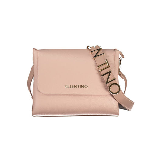 Mario Valentino Pink Polyethylene Handbag with shoulder handle, compartments, and logo detail
