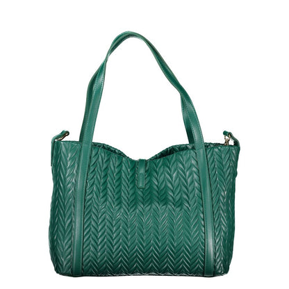 Mario Valentino Green Polyethylene Handbag with two handles, internal pocket, contrasting details, and logo.