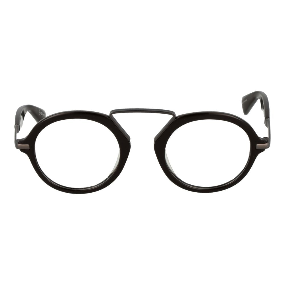 Yohji Yamamoto Brown Plastic Glasses (Frames) for men, round full-rim style, 49-23-140 size, brown color, plastic material.