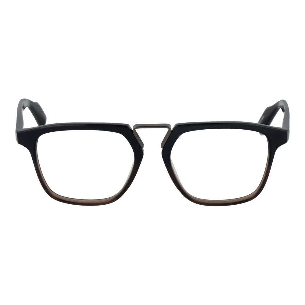 Yohji Yamamoto Black Plastic Glasses (Frames) in full-rim rectangle style for men, 53-17-148, includes branded soft case.