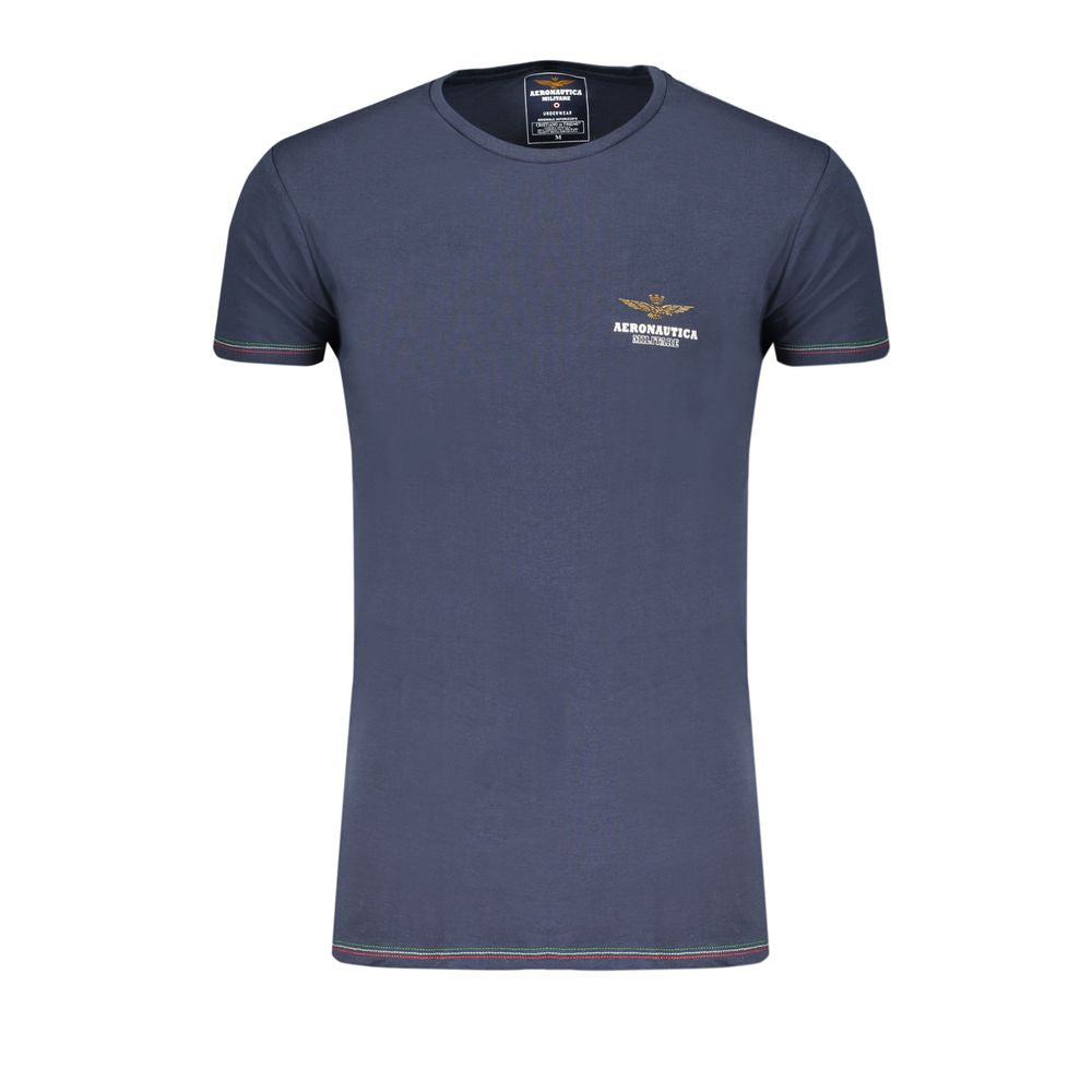 Aeronautica Militare Blue Cotton Underwear with short sleeves and logo print
