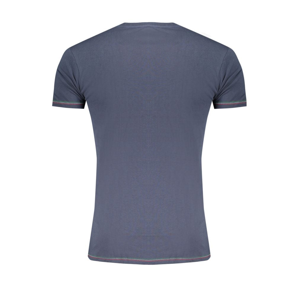Aeronautica Militare Blue Cotton Underwear - back view of crew neck, short sleeve t-shirt featuring contrast details and logo print.