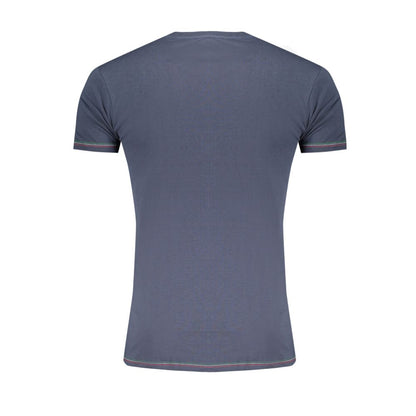 Aeronautica Militare Blue Cotton Underwear - back view of crew neck, short sleeve t-shirt featuring contrast details and logo print.