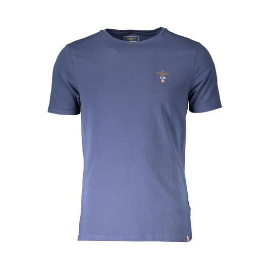 Aeronautica Militare Blue Cotton Underwear T-shirt with short sleeves and crew neck displaying logo.