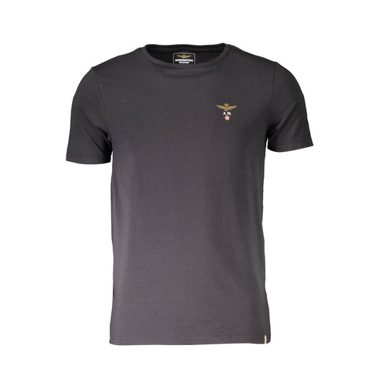 Aeronautica Militare Black Cotton Underwear - outdoor t-shirt with short sleeves and crew neck featuring logo