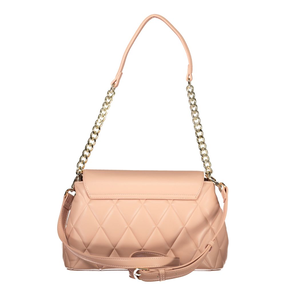 Mario Valentino Pink Polyethylene Women Handbag with chain and adjustable strap, chic and functional design.