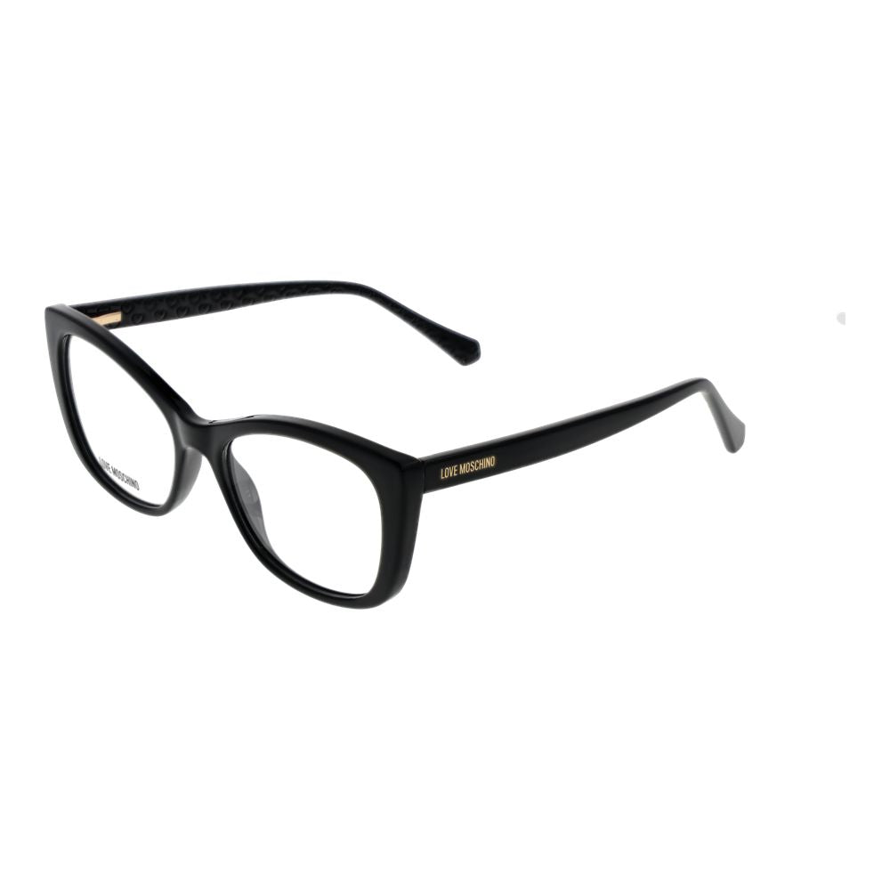 Love Moschino Black Cellulose Propionate Glasses (Frames) for women with full-rim, butterfly style, and branded case included.