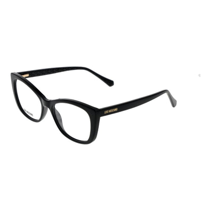 Love Moschino Black Cellulose Propionate Glasses (Frames) for women with full-rim, butterfly style, and branded case included.