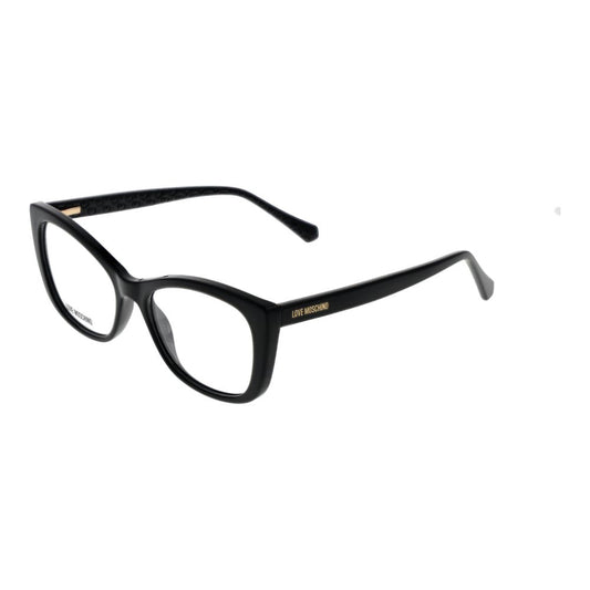 Love Moschino Black Cellulose Propionate Glasses (Frames) for women with full-rim, butterfly style, and branded case included.