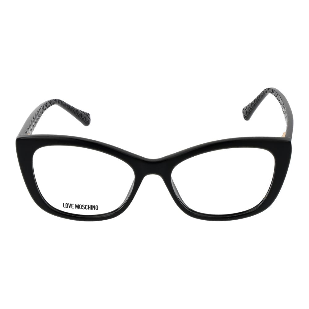 Love Moschino Black Cellulose Propionate Glasses (Frames), full-rim butterfly style for women with branded case.