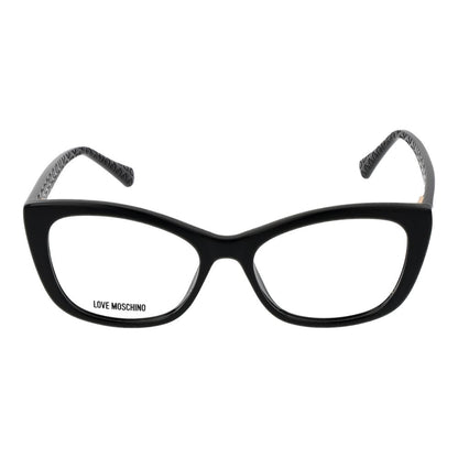 Love Moschino Black Cellulose Propionate Glasses (Frames), full-rim butterfly style for women with branded case.