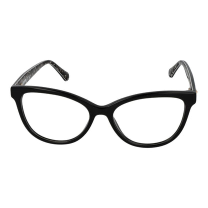 Love Moschino Black Acetate Glasses (Frames) for women, full-rim cat eye style with acetate frame, demo lenses, and spring hinge.