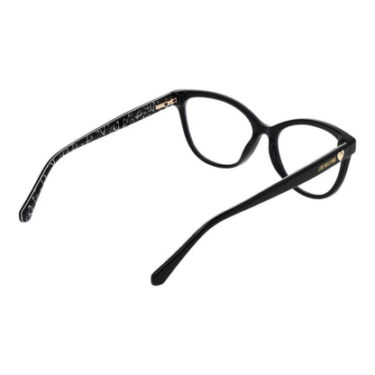 Love Moschino Black Acetate Glasses (Frames) with full-rim cat-eye design in black acetate and spring hinge, no UV protection, 54mm lenses width.