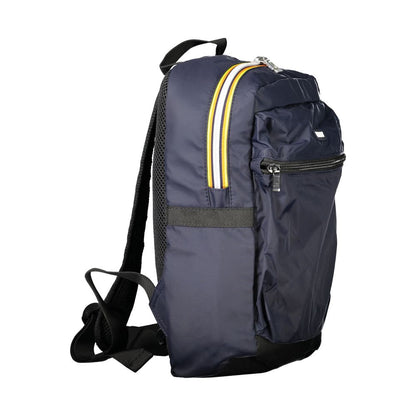 K-WAY Blue Polyamide Backpack with adjustable straps, external and internal pockets, iPod compartment, and contrasting details.