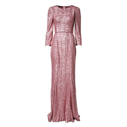 Dolce & Gabbana Pink Sequinned Mermaid Long Gown Dress