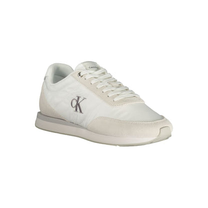 Calvin Klein White Polyester Men Sneaker with grey accents and embroidered logo for modern style