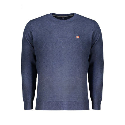 Norway 1963 Blue Polyester Sweater with embroidery and logo, long-sleeved crew neck t-shirt.