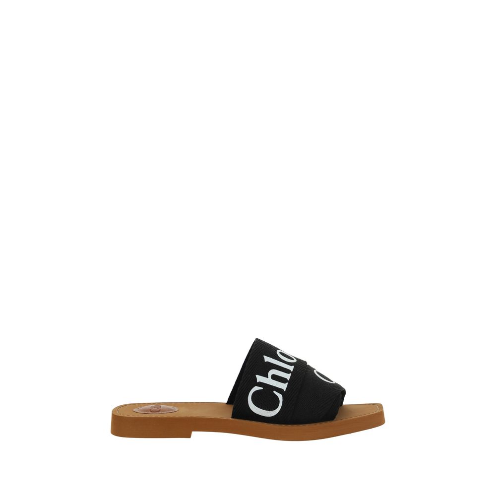Chloé Black Rubber Flat Sandals