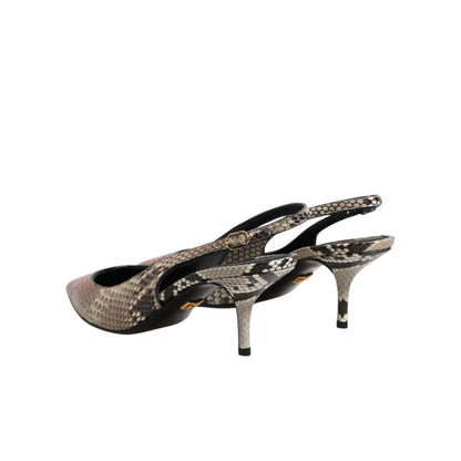 Dolce & Gabbana Multicolor Leather Heels Slingback Shoes
