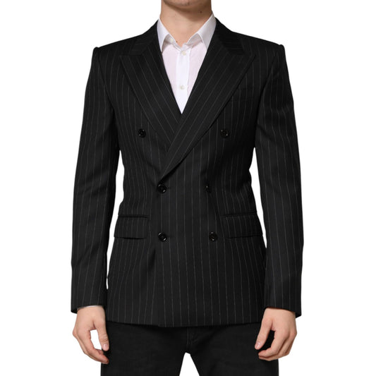 Dolce & Gabbana Black Stripes Double Breasted 2Button Blazer