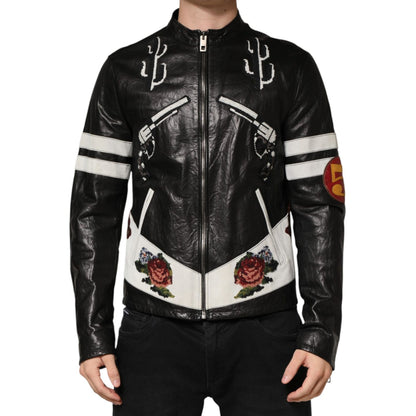 Dolce & Gabbana Black Guns n' Roses FullZip Men Biker Jacket