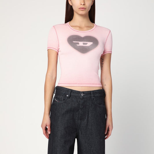 Diesel T-Ele T-shirt in powder pink stretch cotton A128360SQAD/R_DIESE-35U_323