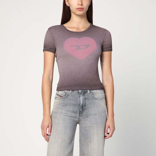 Diesel T-Ele T-shirt in washed purple stretch cotton A128360SQAD/R_DIESE-7FG_323