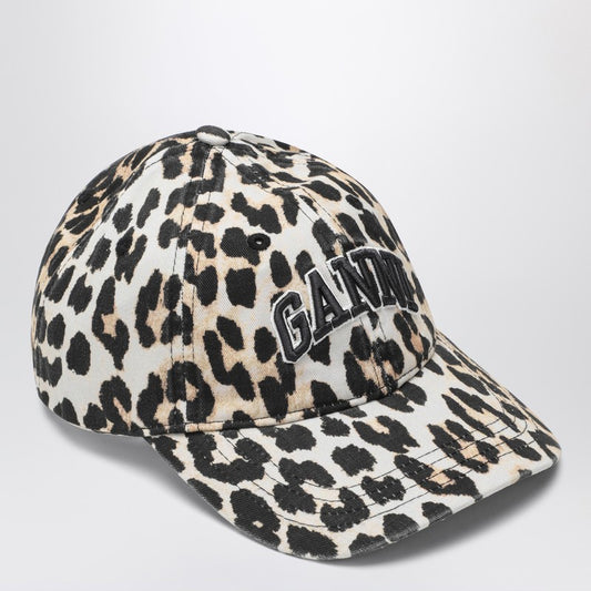 GANNI Leopard-print canvas baseball cap A68985951/R_GAN-943_100
