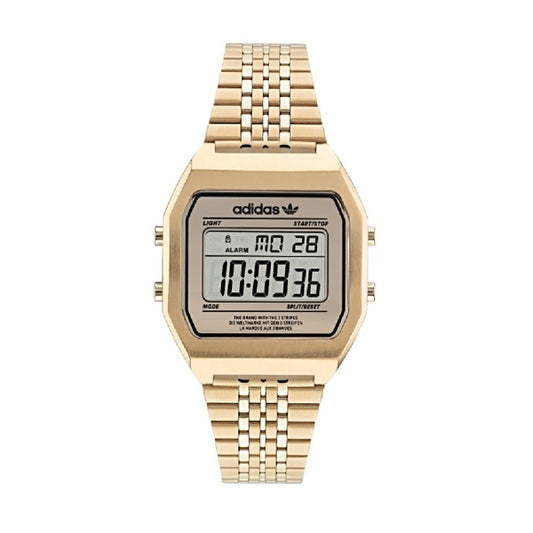 ADIDAS WATCHES Mod. AOST22074 ladies quartz watch, 36 mm gold stainless steel case and strap, multifunction, mineral dial, 5 ATM water resistant.