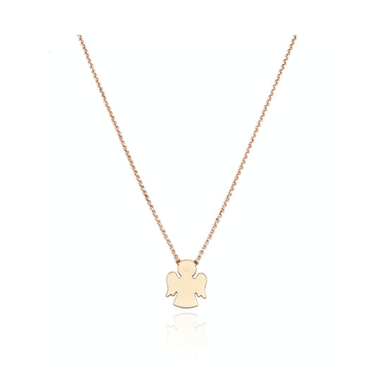 AMEN JEWELRY Mod. CLAR3 gold necklace with angel pendant on a white background
