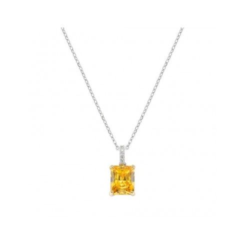 AMEN JEWELRY Mod. CLCK1REBGIZ with yellow gemstone pendant necklace on a silver chain