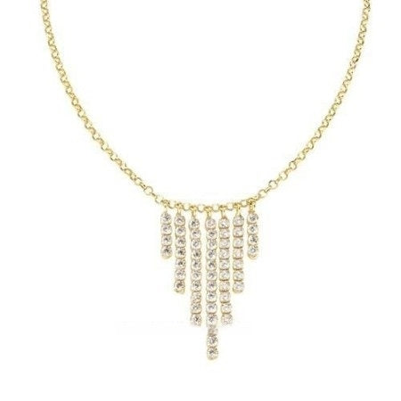 Gold chain necklace with cascading crystal design