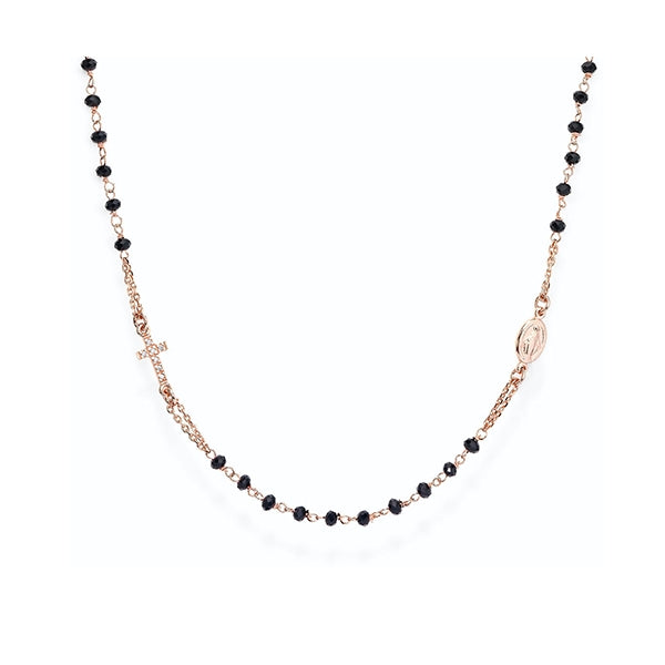 Elegant AMEN JEWELRY Mod. CRORNZ3 necklace made in Italy with Silver 925°, showcasing a rosary design in an official box.