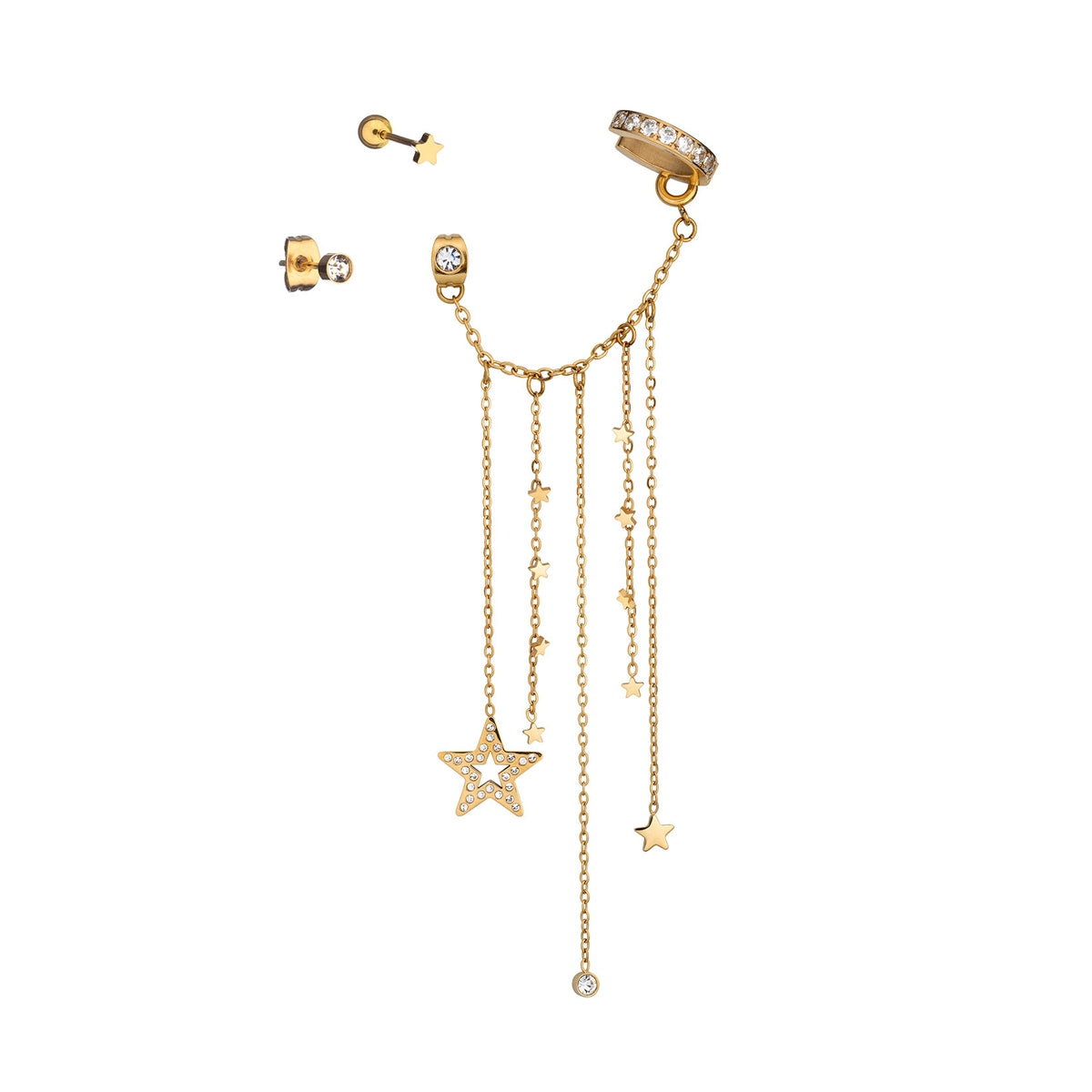 AN JEWELS JEWELRY Mod. AB.EP001G dangling gold earrings with star charms