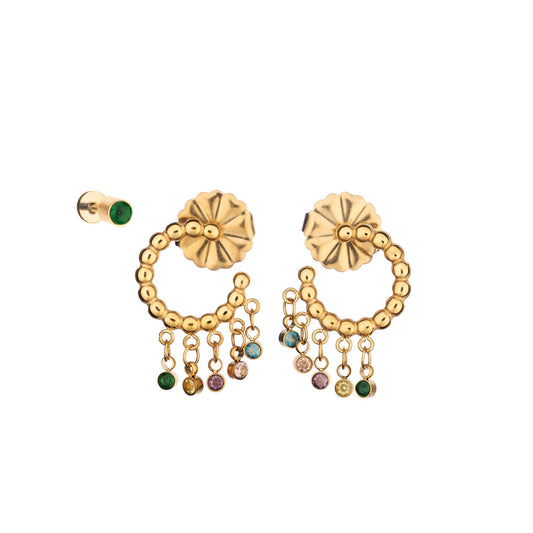 AN JEWELS JEWELRY Mod. AB.EP017 gold drop earrings with colorful gemstones