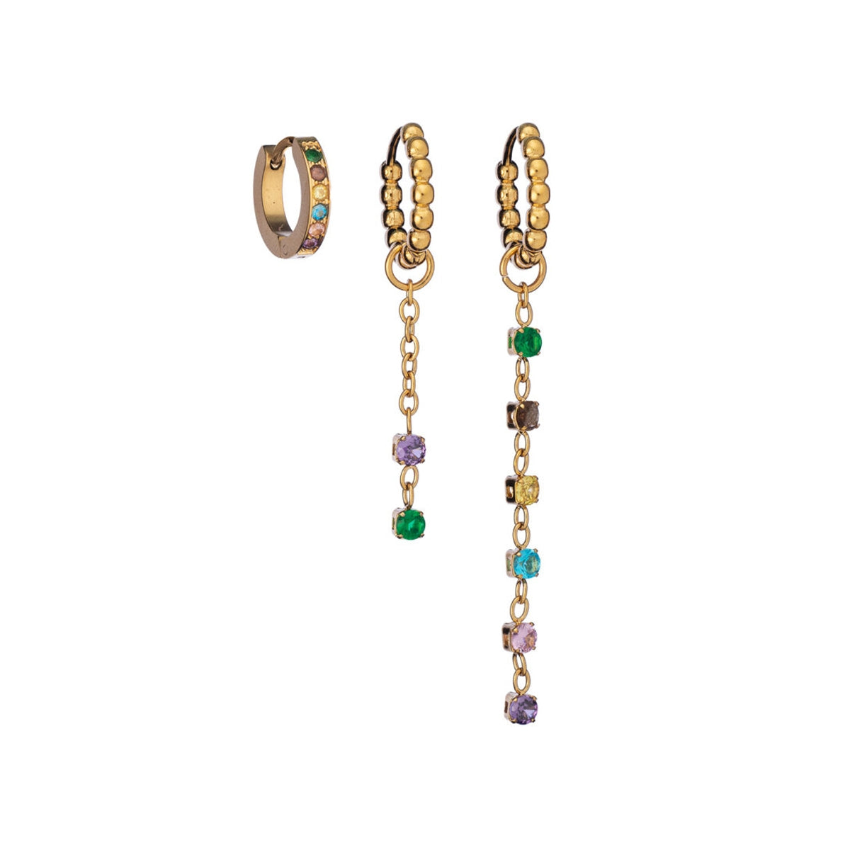 AN JEWELS JEWELRY Mod. AB.EP026 gold earrings with colorful gemstones