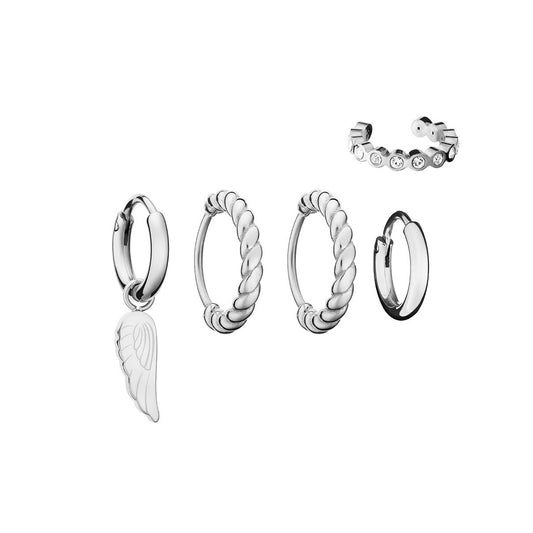 AN JEWELS JEWELRY Mod. AB.EP051 silver hoop earrings set with wing charm
