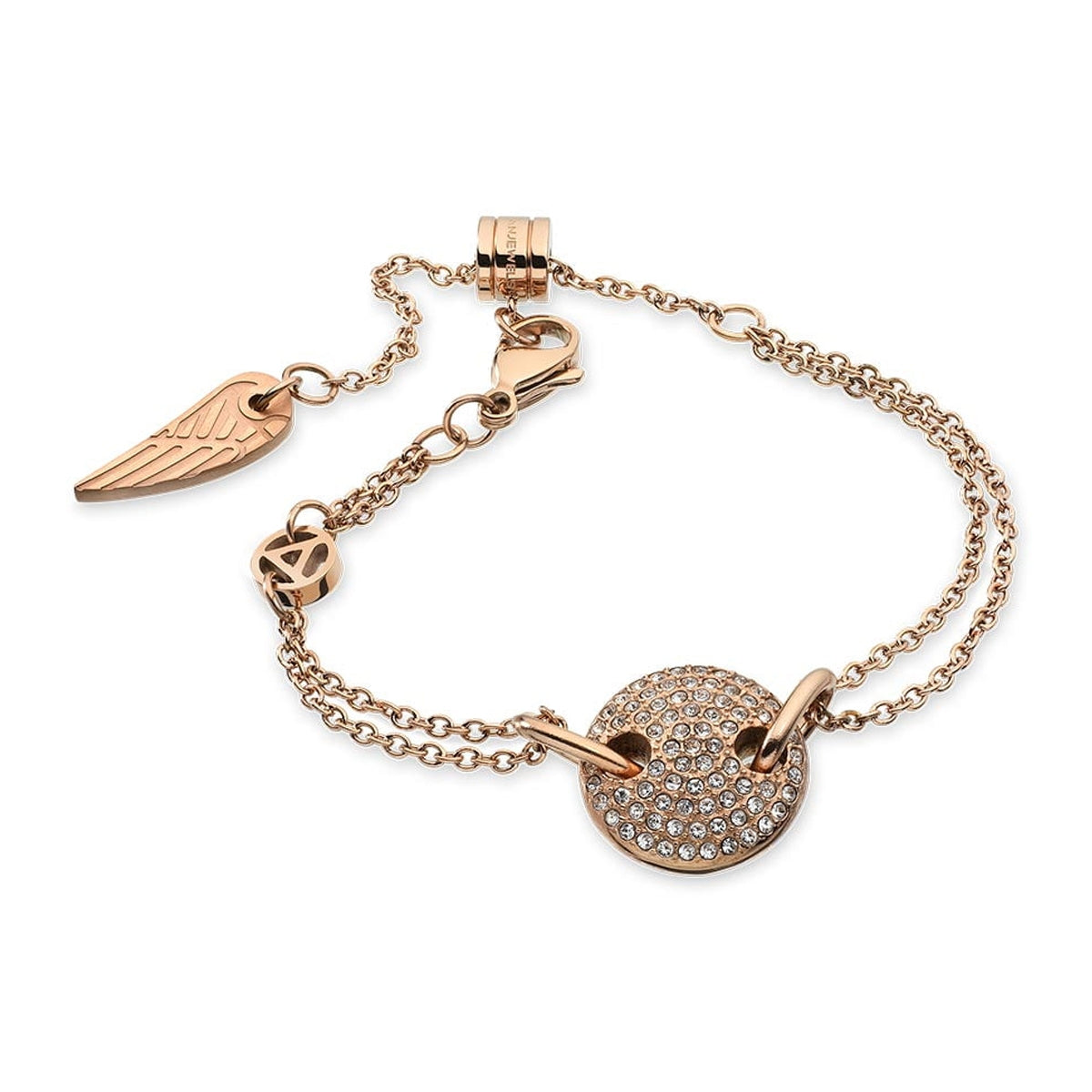 Alt Tag: AN JEWELS JEWELRY Mod. AL.BJT01RC elegant gold bracelet with charm and crystal accents