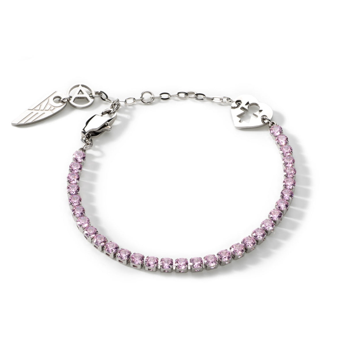 AN JEWELS JEWELRY Mod. AL.BLIYMPK pink gemstone bracelet with silver charms
