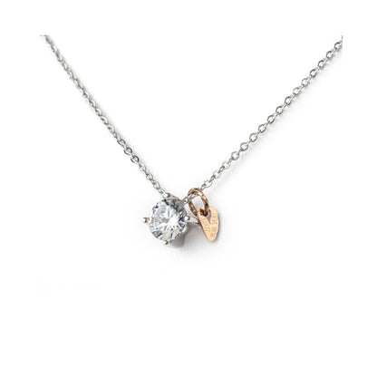 AN JEWELS JEWELRY Mod. AL.NLFY01 silver necklace with crystal charm on white background