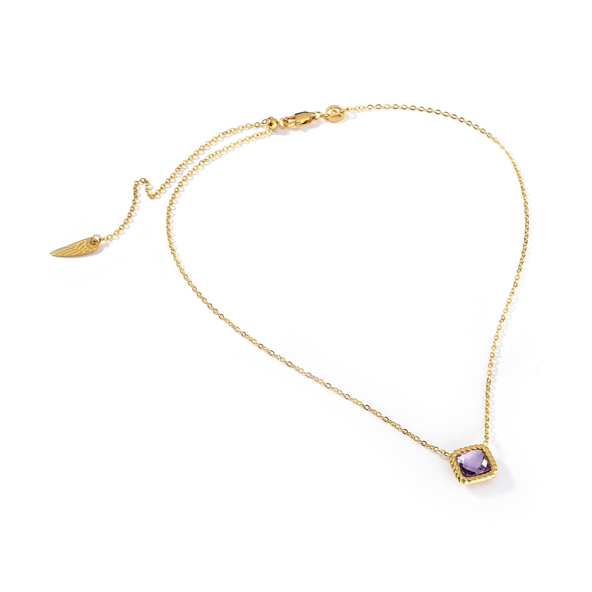 Elegant necklace from AN JEWELS JEWELRY Mod. AL.NMW07GVI featuring a gold chain with a purple gemstone pendant.