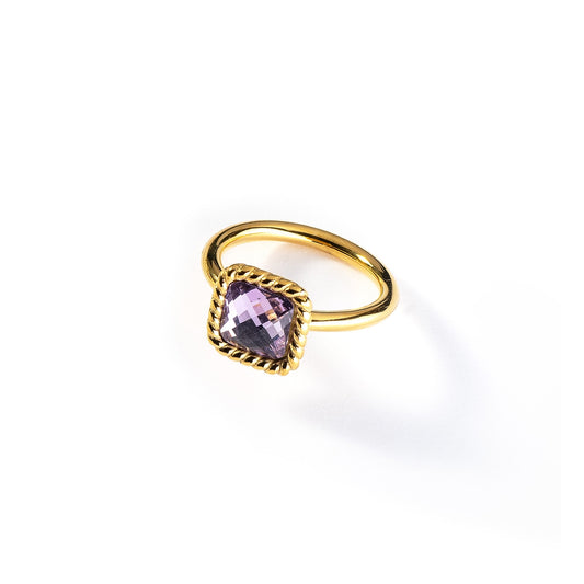 AN JEWELS JEWELRY Mod. AL.RMW07GVI-9 gold ring with purple gemstone