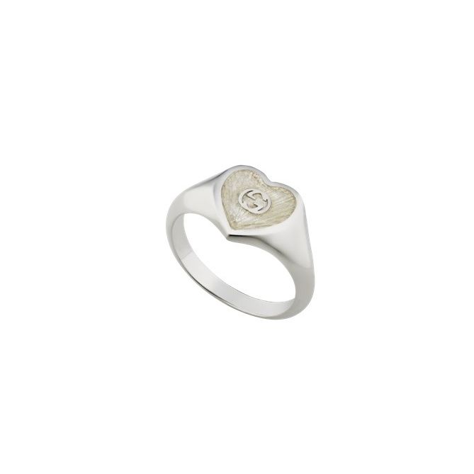 ANELLI GUCCI MOD. YBC645544003 silver heart-shaped ring with logo detail