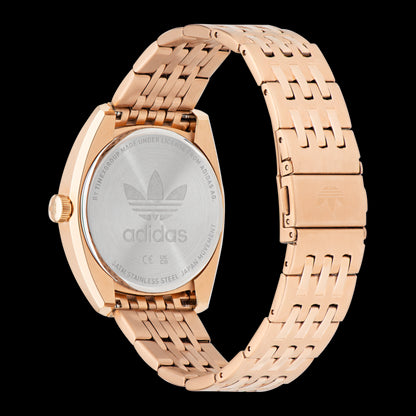 ADIDAS Mod. PROJECT TWO wristwatch back view, SS IP Rose Gold strap, 5 ATM water resistant, official logo, quartz movement