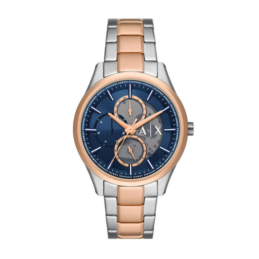 ARMANI EXCHANGE Mod. AX1874 Quartz Wristwatch, Rose Gold Stainless Steel, Blue Dial, Mineral Glass, 42mm, Water Resistant 5 ATM