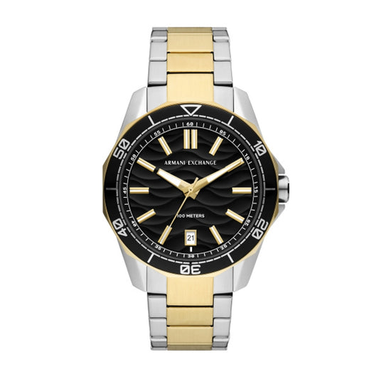 ARMANI EXCHANGE Mod. SPENCER men's wristwatch with a 44 mm case, shown in official packaging. Elegant design for stylish gentlemen.