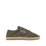 AUTRY Sneakers Green with canvas upper and jute sole, featuring lace-up fastening and flat espadrille style for casual wear