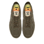 Top view of AUTRY Sneakers Green with green canvas, jute sole, and lace-up fastening, showcasing the flat sole and almond toe design.