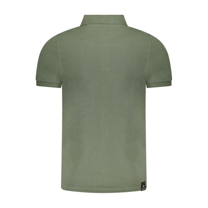 Accademia Militare Green Cotton Polo Shirt with short sleeves and 3 buttons, featuring a back view emphasizing the military academy style.